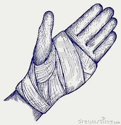 Hand tied elastic bandage Vector Illustration