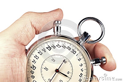 Hand and timer isolated Stock Photo