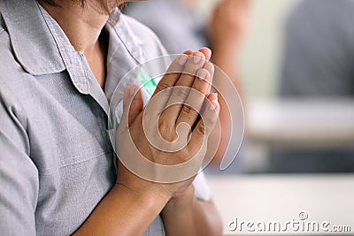 Hand is to pay homage. Stock Photo