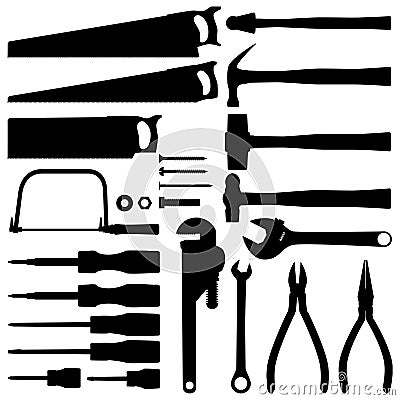 Hand tool silhouettes Vector Illustration