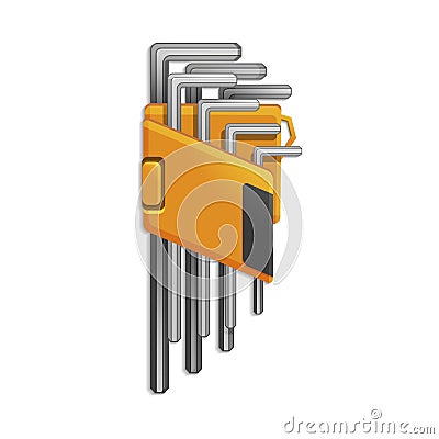 Hand tools for repair and construction. Realistic hexagon steel screwdriver isolated on white background. Vector Illustration