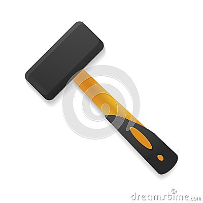 Hand tools for repair and construction. Realistic rubber hammer isolated on white background. Vector Illustration