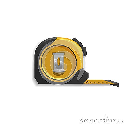 Hand tools for repair and construction. Realistic tape measure isolated on white background. Vector Illustration