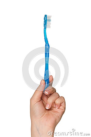 Hand with tooth brush Stock Photo