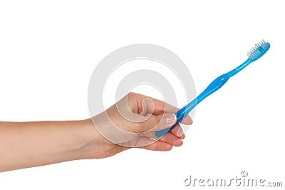 Hand with tooth brush Stock Photo