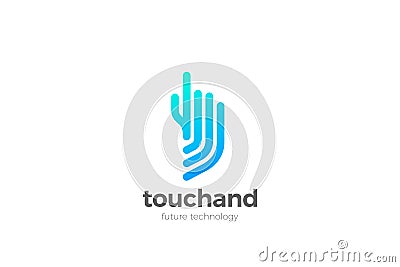 Hand Touch Finger Logo click press touchscreen app vector design template linear outline style Vector Illustration