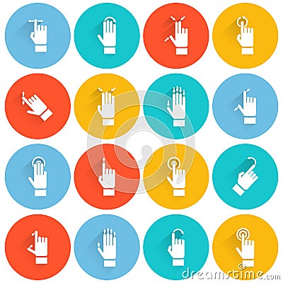 Hand Touching Screen Flat Icon Vector Illustration