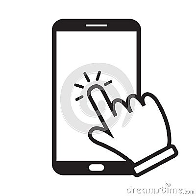 Hand touchscreen smartphone icon. Vector illustration Stock Photo