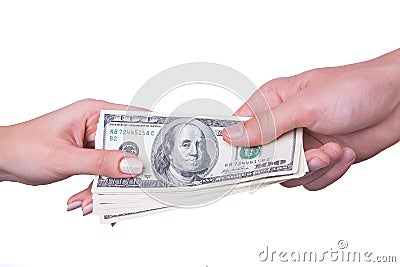 Hand transfer money Stock Photo