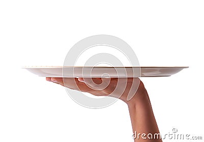 Hand with tray Stock Photo