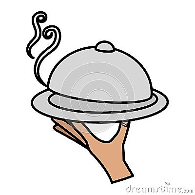 hand with tray server Cartoon Illustration