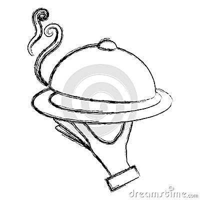 hand with tray server Cartoon Illustration