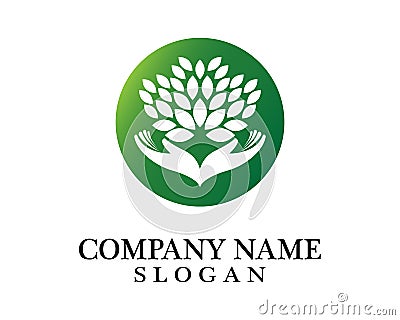 Hand, Tree and Leaf logo Combination. Arm and ecosystem symbol or icon. Unique and Organic Vector Illustration