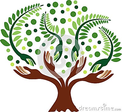 Hand tree logo Vector Illustration