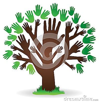Hand Tree Logo Vector Illustration