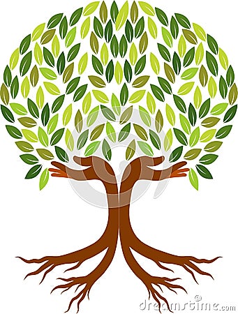 Hand tree logo Vector Illustration