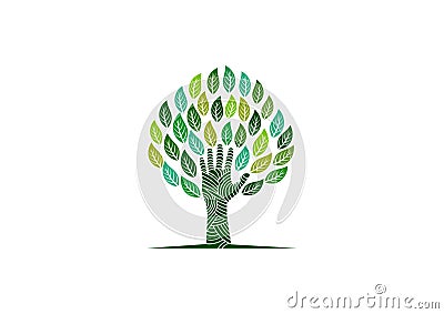 Hand tree logo Vector Illustration