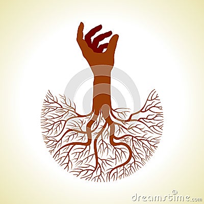 hand with tree roots Vector Illustration