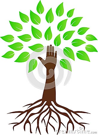 Hand tree with roots Vector Illustration