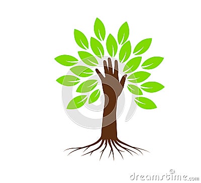 Hand tree with roots vector illustration. Cartoon Illustration