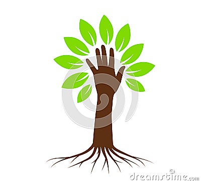 Hand tree with roots vector illustration. Cartoon Illustration