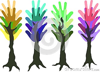 Hand trees Vector Illustration