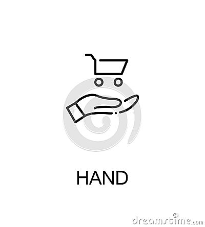 Hand with trolly icon Vector Illustration