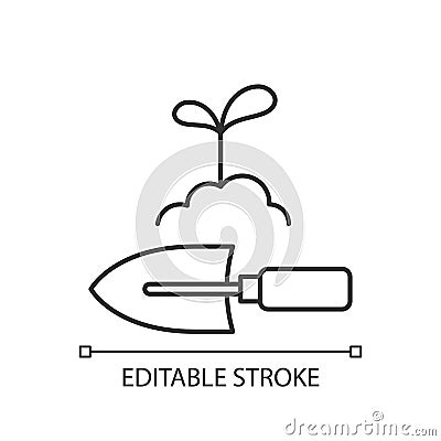 Hand trowel linear icon Vector Illustration