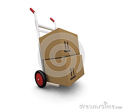 Hand truck with boxes Stock Photo