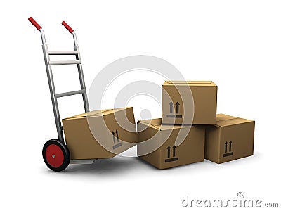 Hand truck with boxes Stock Photo