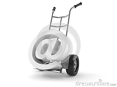 Hand truck with email sign Stock Photo