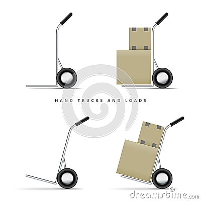 Hand Truck and Loads Vector Illustration