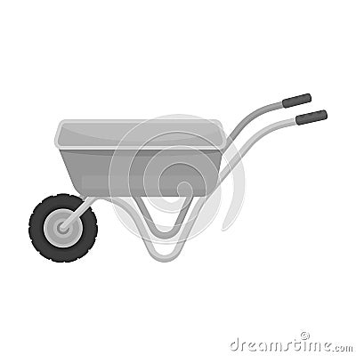 Hand truck with one wheel. Wheelbarrow for the transportation of goods around the garden.Farm and gardening single icon Vector Illustration