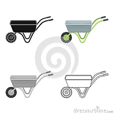 Hand truck with one wheel. Wheelbarrow for the transportation of goods around the garden.Farm and gardening single icon Vector Illustration