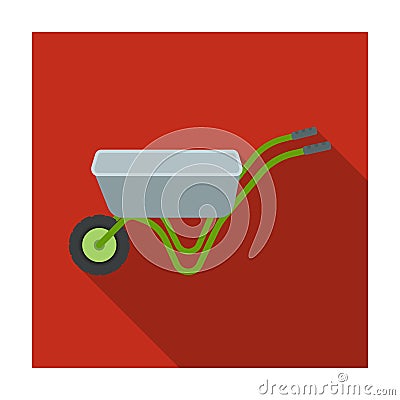 Hand truck with one wheel. Wheelbarrow for the transportation of goods around the garden.Farm and gardening single icon Vector Illustration