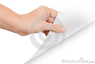 Hand Turning Page Stock Photo