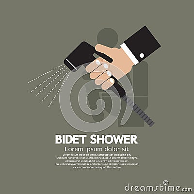 Hand Using A Bidet Shower Vector Illustration