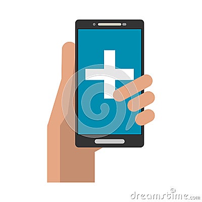 Hand using smartphone medical app Vector Illustration
