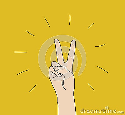 Hand victory gesture sign win expression symbol Vector Illustration