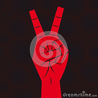 Hand - victory sign Vector Illustration