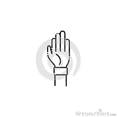 Hand vote accept line style icon Vector Illustration