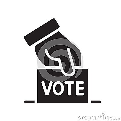 Hand voting ballot box icon, Election Vote concept, Silhouette design for web site, logo, app, UI Vector Illustration