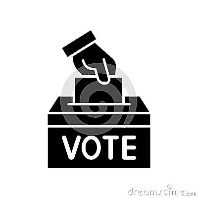 Hand voting ballot box icon, Election Vote concept, Simple silhouettes flat design for web site, logo, app, UI Vector Illustration