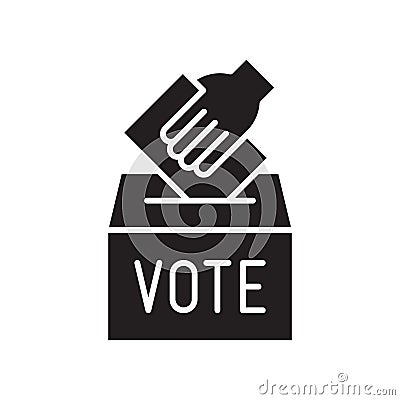 Hand voting ballot box icon, Election Vote concept, Simple silhouettes flat design for web site, logo, app, UI Vector Illustration