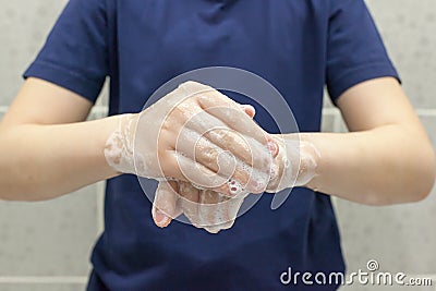 Hand wash. protection from viruses. hygiene of the person Stock Photo