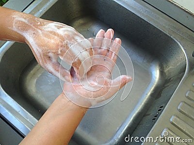 Hand wash on the sink Stock Photo