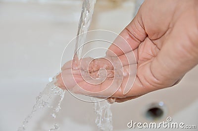 Hand washing close up woman hand and water Stock Photo