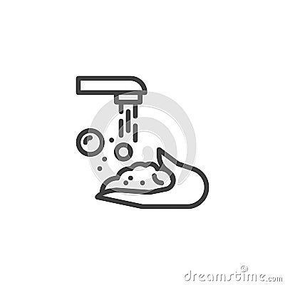 Hand washing with soap line icon Vector Illustration