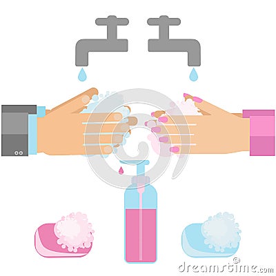 Hand washing with soap Vector Illustration