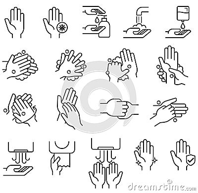 Hand washing steps icons vector illustrations Vector Illustration